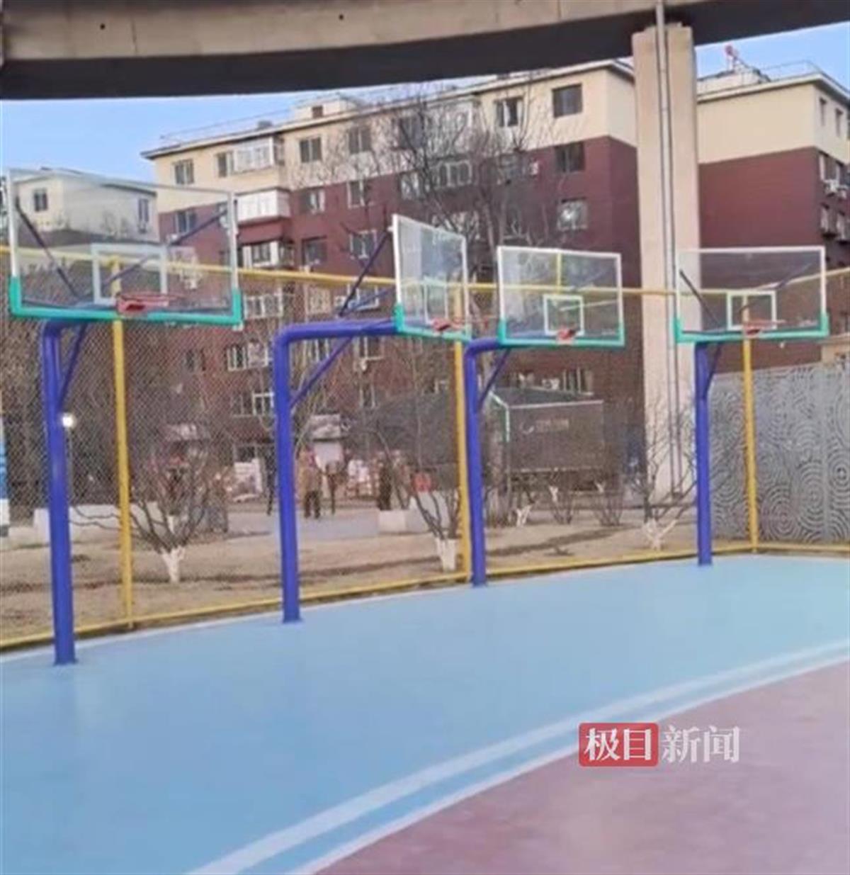 篮球架网友质疑设计不合理：投篮专用澳门新葡京沈阳一公园密集排列9个(图1)